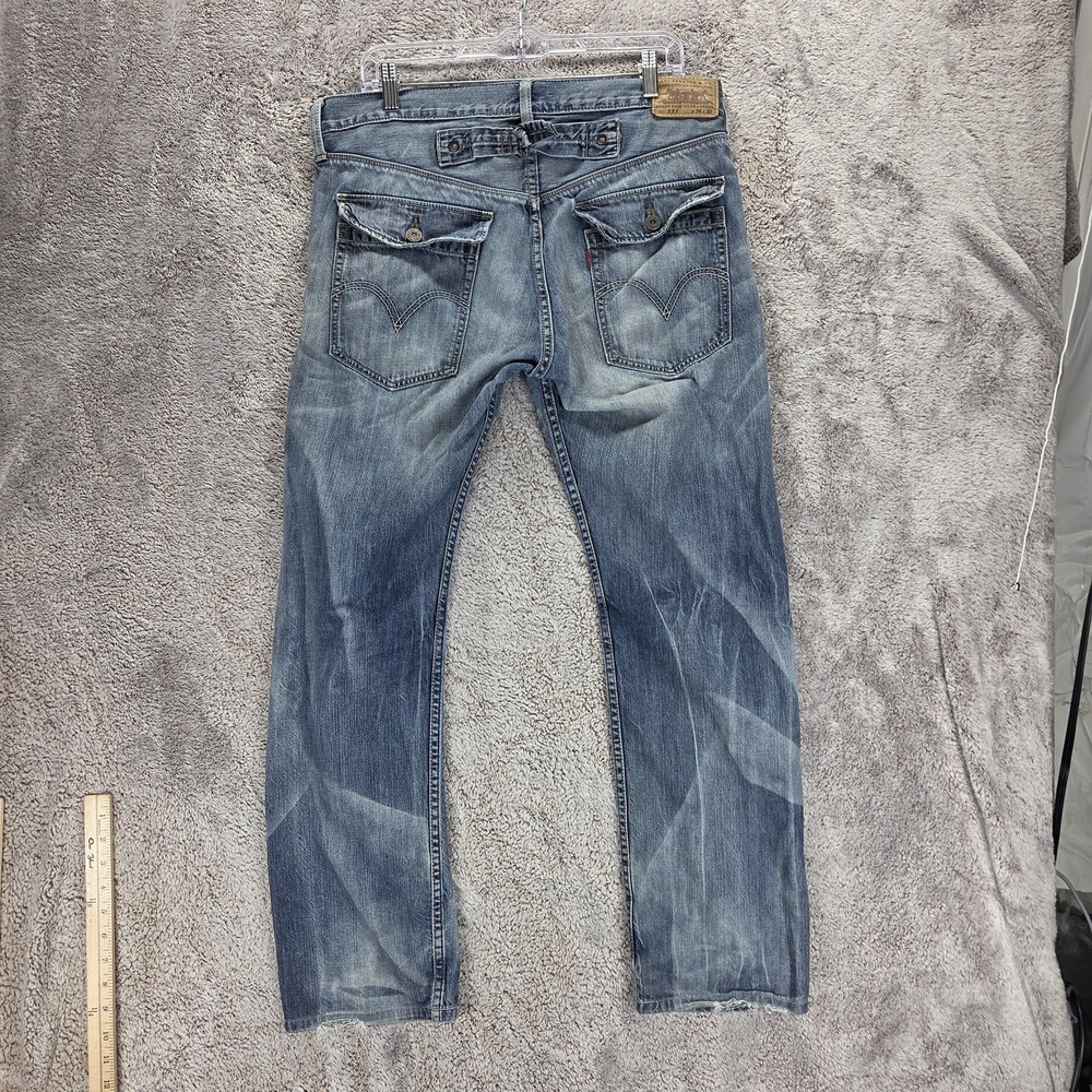 Vintage Levis Engineered Jeans Mens Blue Buckle Back Flap Pockets Fits 34x30
